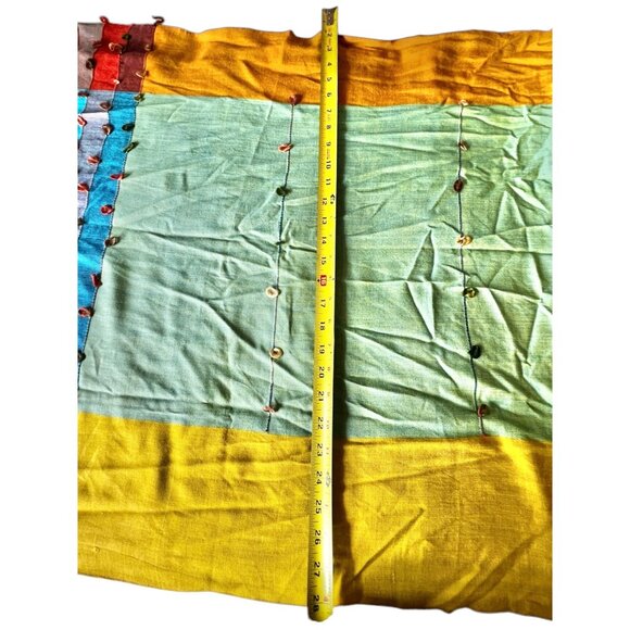 Multicolor Handwoven Cotton Scarf With Embellished Loops & Tassels - Picture 7 of 10